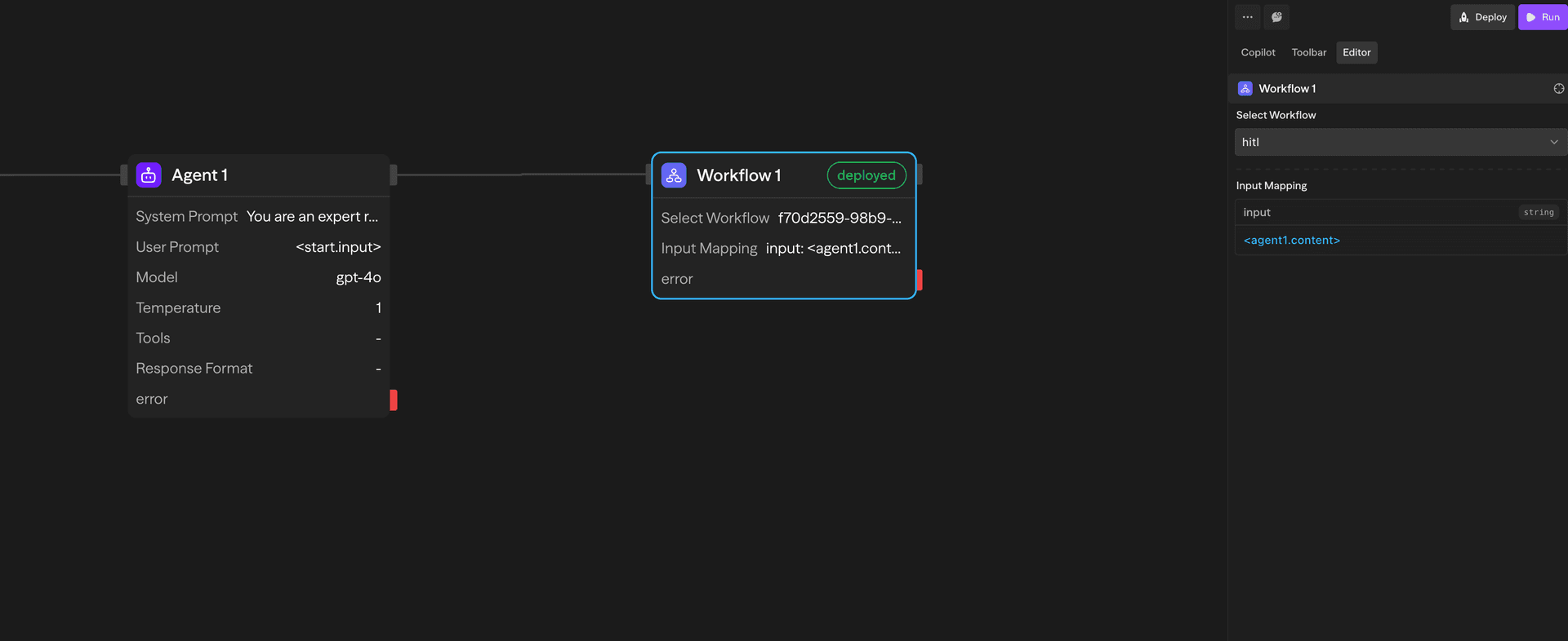 Workflow block with input mapping example